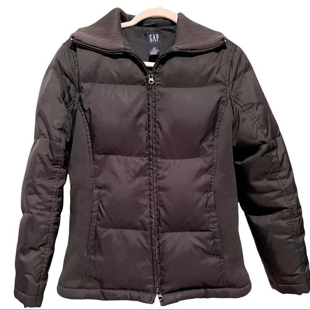 Vintage GAP 1990’s Black Quilted Zip Up Down Feather Puffer Warm Jacket Sz XS